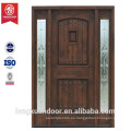 Puerta principal puerta de diseño de madera con dos puertas laterales de madera sólida diseño de vidrio puerta